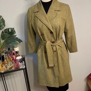 Vintage Green Wool Blend Double Breasted Coat size -L
